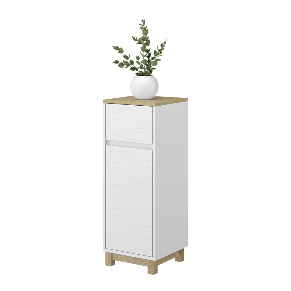 Vicco Mobile midi "Livia", Bianco, 30 x 80 cm con cassetto