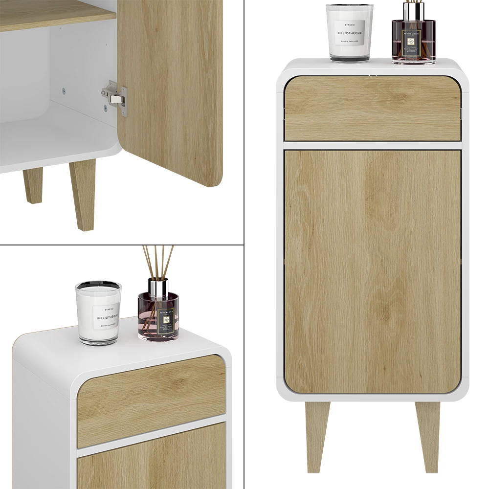 Vicco Midischrank "Arla", Weiß/Eiche, 40 x 81 cm