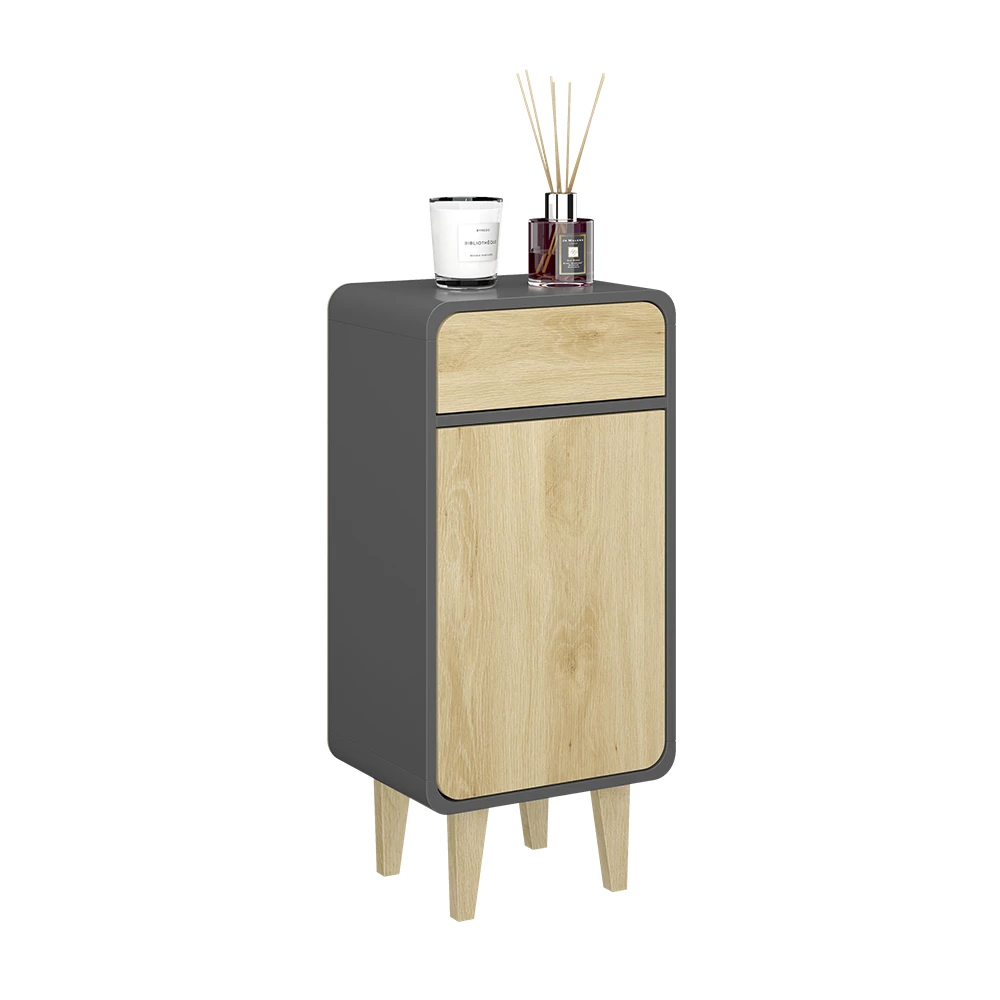 Vicco Midikast "Arla", Antraciet/gouden eik, 40 x 81 cm