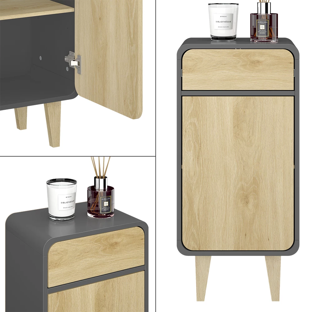 Vicco Midikast "Arla", Antraciet/gouden eik, 40 x 81 cm