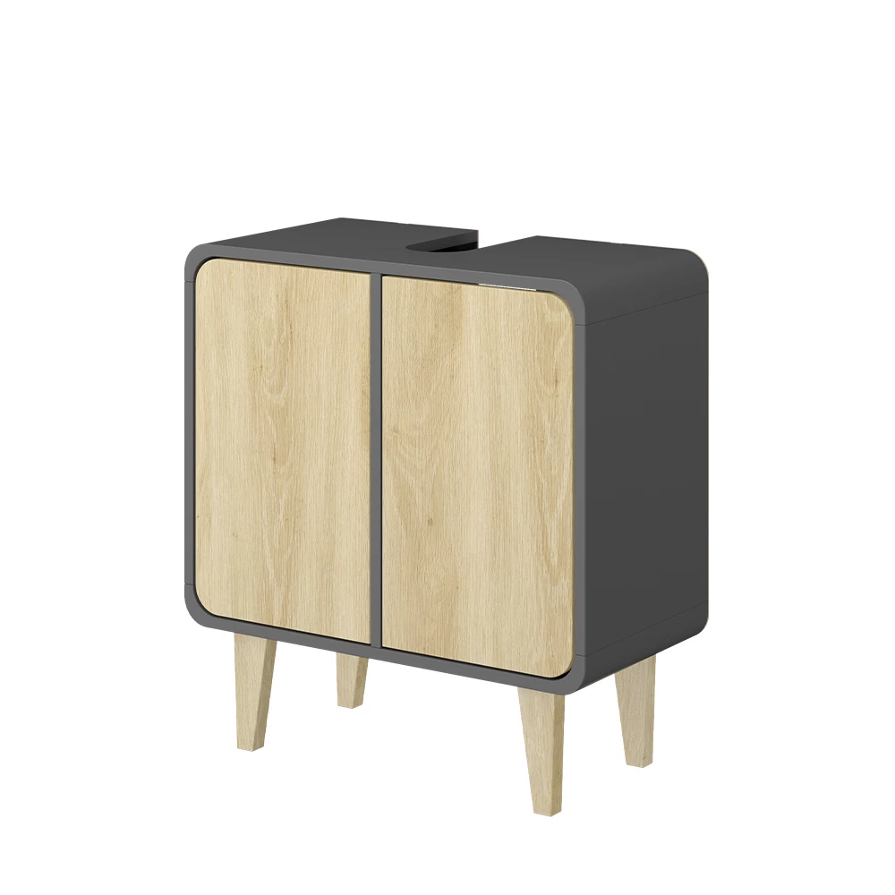 Vicco Waschbeckenunterschrank "Arla", Anthrazit/Goldkraft Eiche, 60 x 61 cm