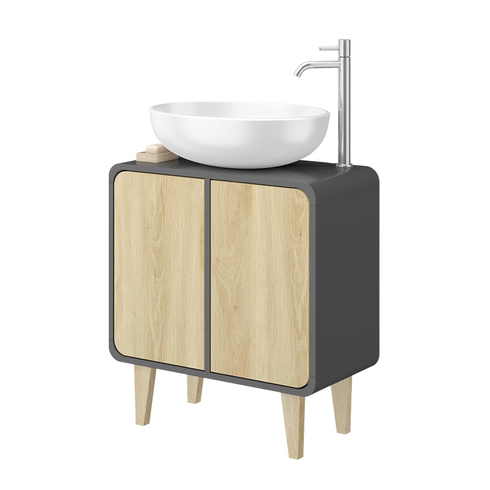 Vicco Mobiletto per lavabo "Arla", Antracite/quercia dorata, 60 x 61 cm