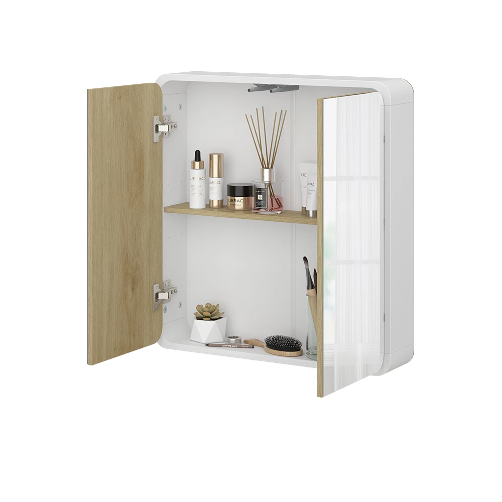 Vicco Badspiegelschrank "Arla", Weiß/Eiche, 60 x 60 cm