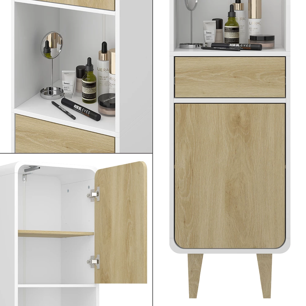 Vicco Mobili da bagno "Arla", Bianco/quercia, 40 x 161 cm
