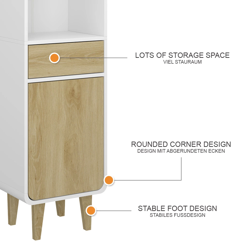 Vicco Mobili da bagno "Arla", Bianco/quercia, 40 x 161 cm