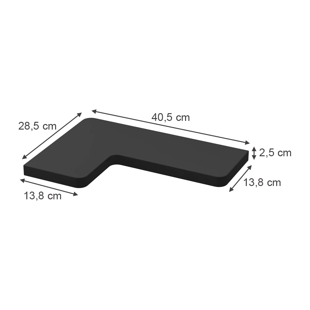 Vicco Hoekplank Zwart 40.5 x 2.5 cm Set van 3, Curva