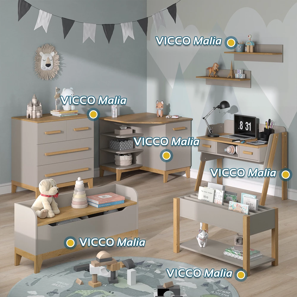 Vitalispa Kinderregal Cashmere-Eiche 80 x 46 cm, Malia
