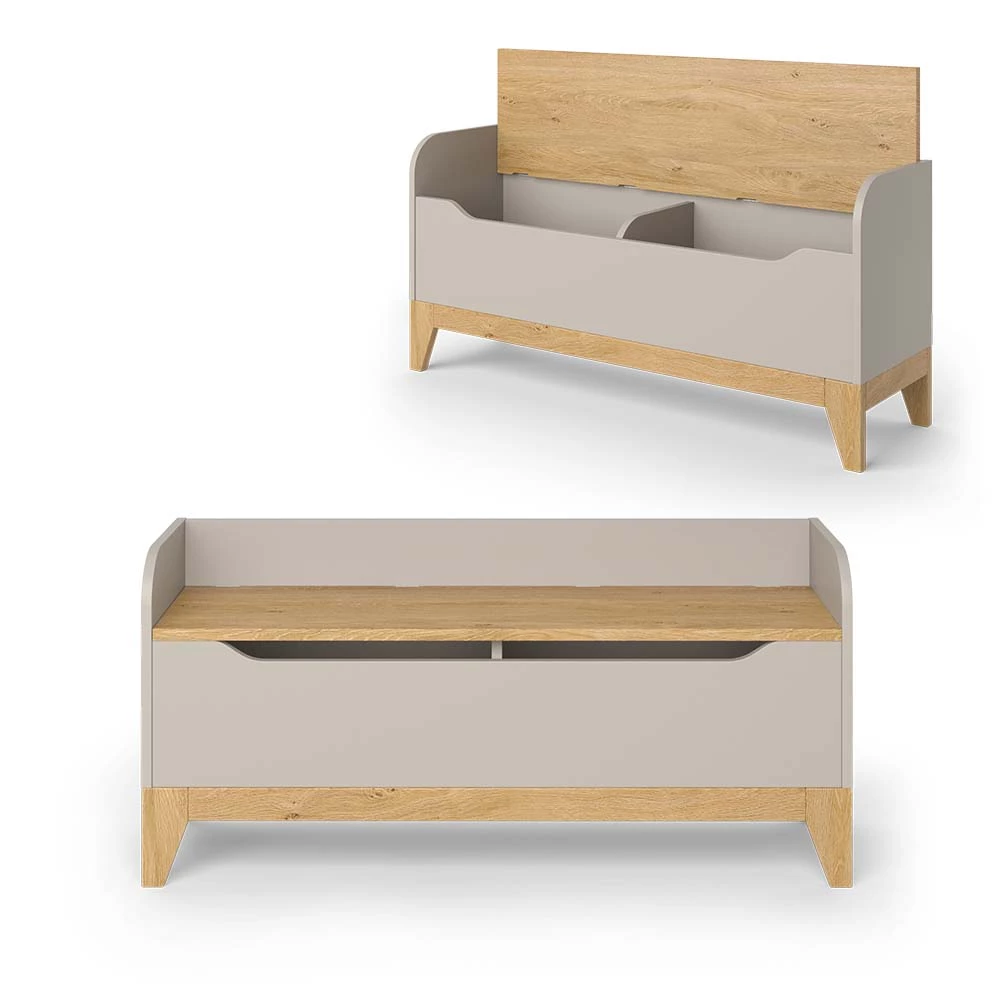 Vitalispa Cassapanca per giocattoli Quercia cashmere 107.2 x 50 cm con sedile a panca, Malia