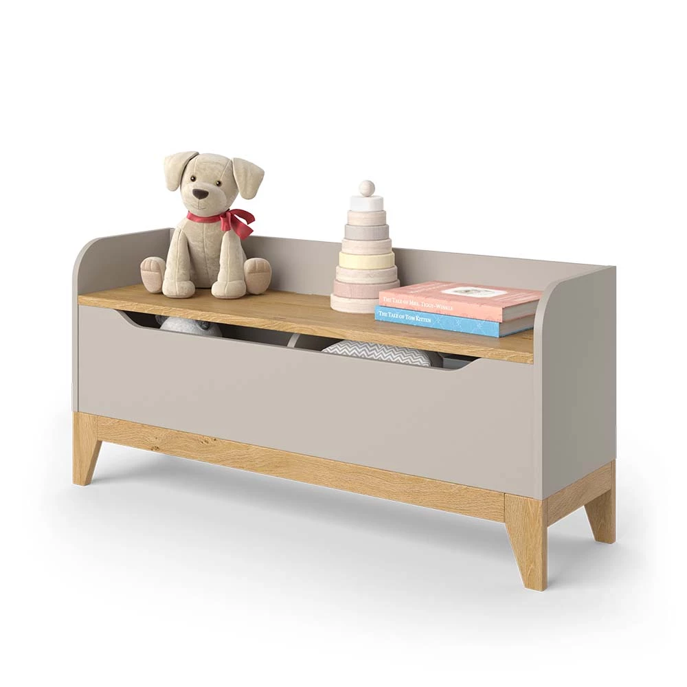 Vitalispa Cassapanca per giocattoli Quercia cashmere 107.2 x 50 cm con sedile a panca, Malia