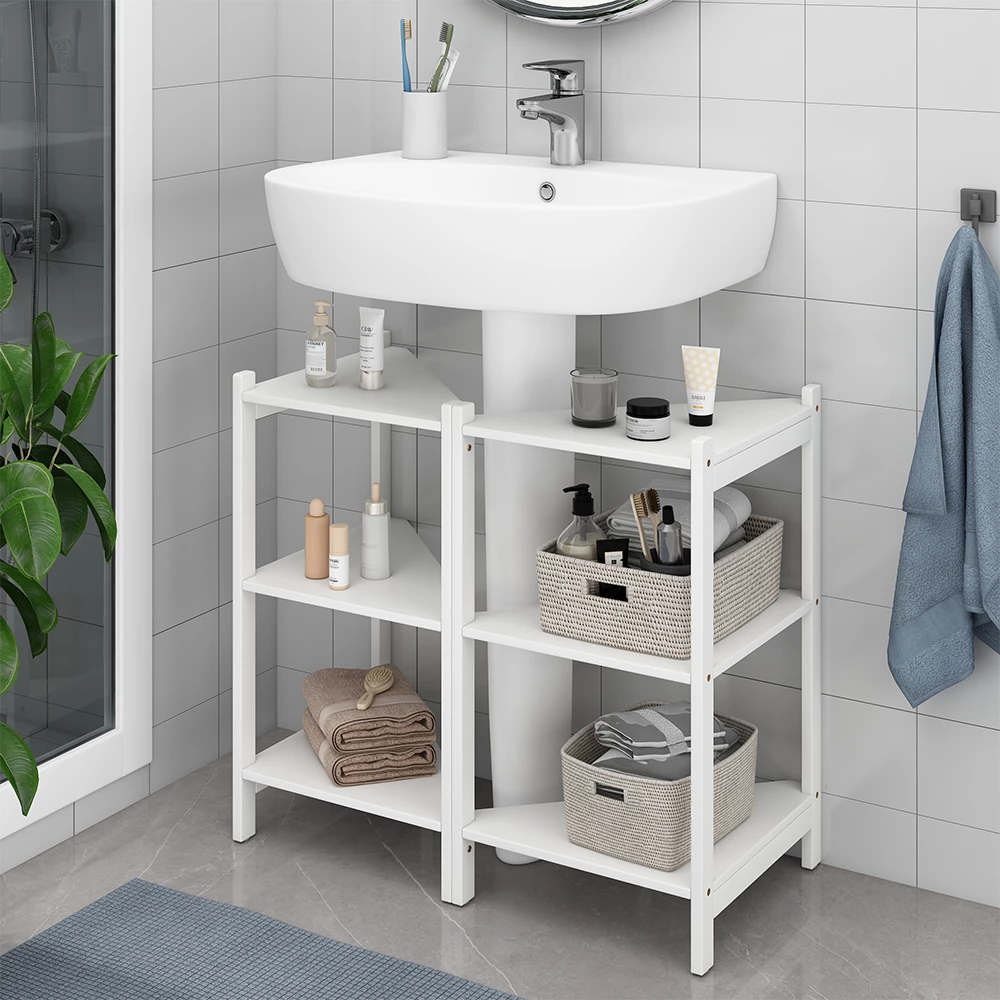 Vicco Waschbeckenunterschrank Weiß 68 x 60.5 cm 2er Set, Zeno