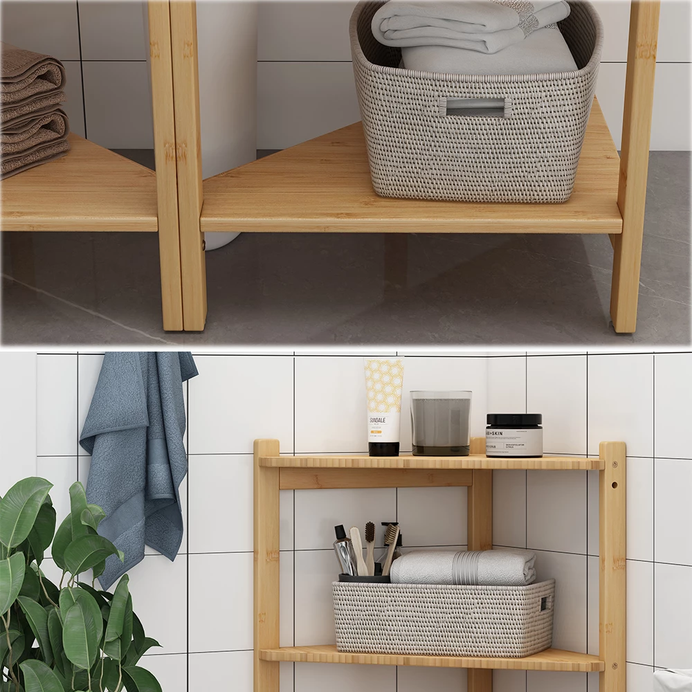 Vicco Waschbeckenunterschrank Bambus 68 x 60.5 cm 2er Set, Zeno