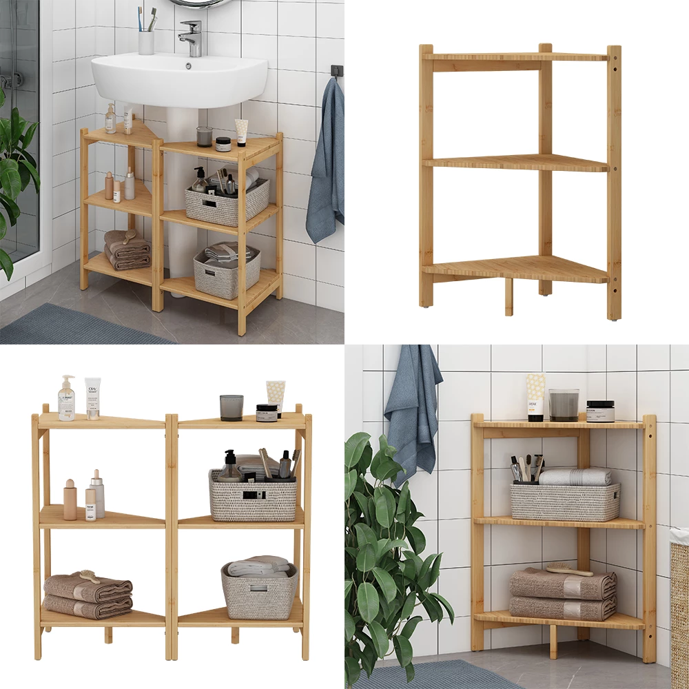 Vicco Waschbeckenunterschrank Bambus 68 x 60.5 cm 2er Set, Zeno