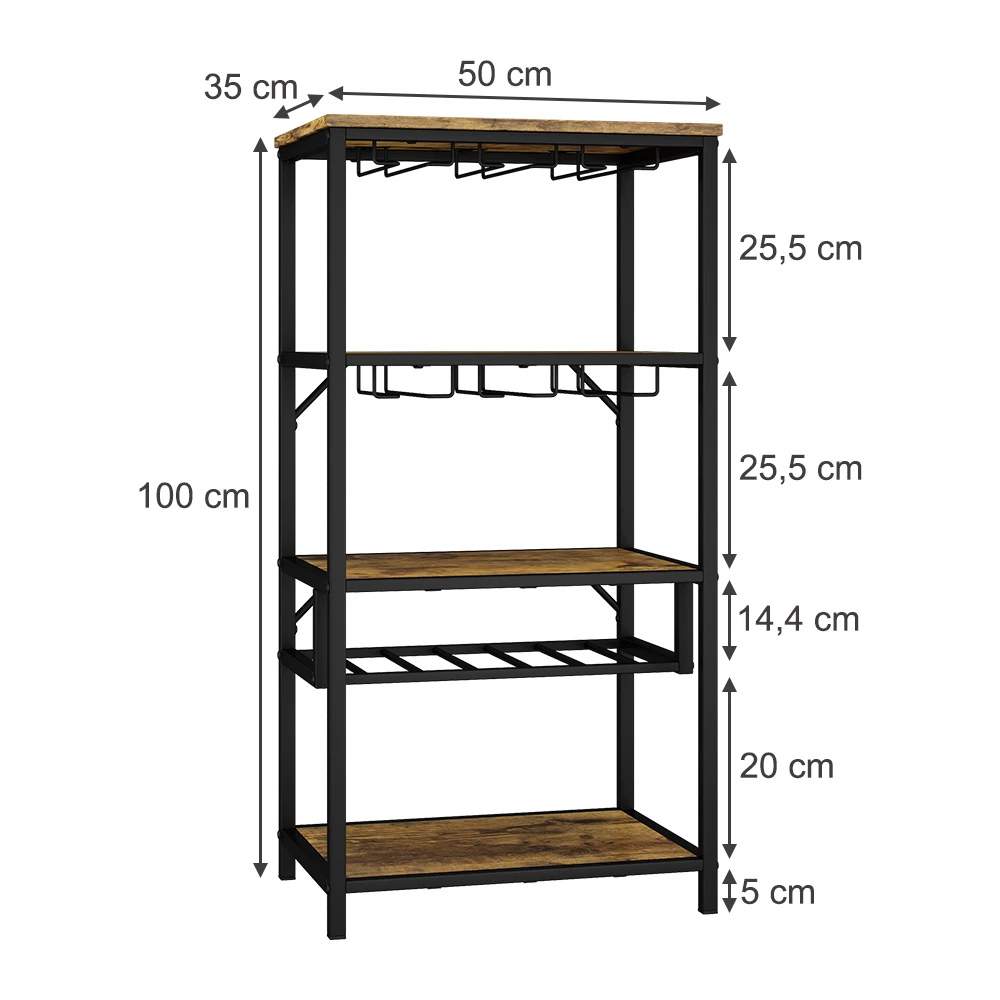 Vicco Portavino Rovere rustico con portabicchieri, Vela