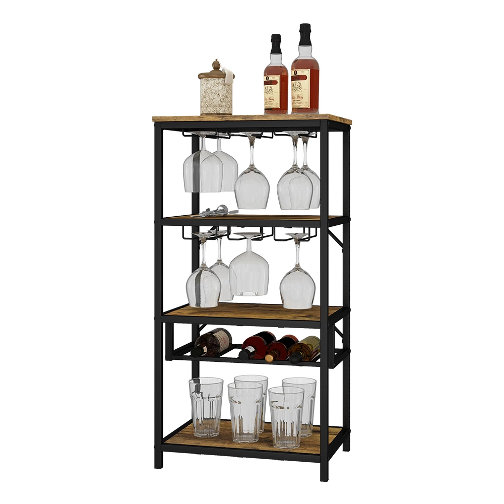 Casier à vin en Chêne rustique sur fond blanc avec des éléments décoratifs