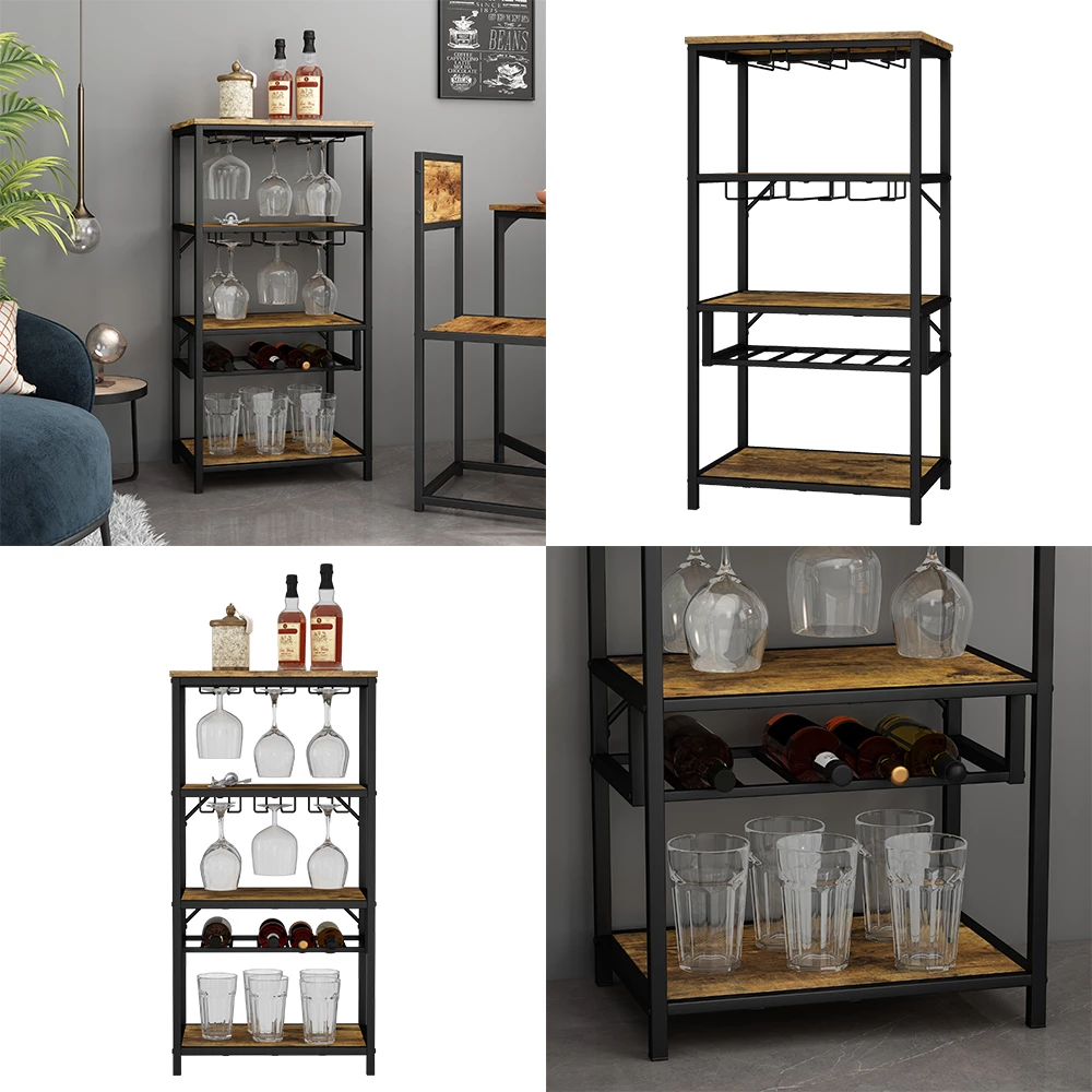 Casier à vin Vela Chêne rustique avec porte-verre Vicco