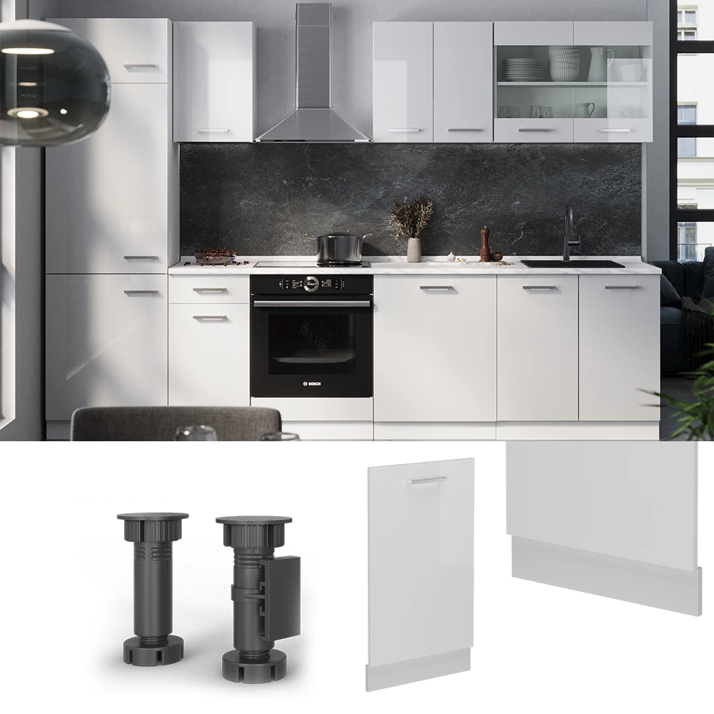 Vicco Geschirrspülblende Weiß Hochglanz 45 cm ohne Arbeitsplatte, R-Line