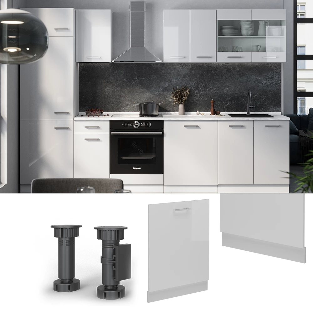Vicco Panneau de lave-vaisselle Blanc Haute brillance 60cm sans PT, R-Line