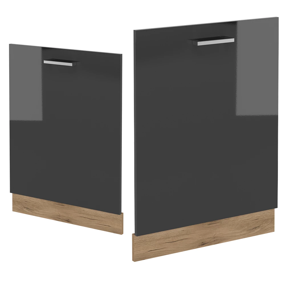 Façade en Anthracite Haute brillance sur fond blanc avec des éléments décoratifs
