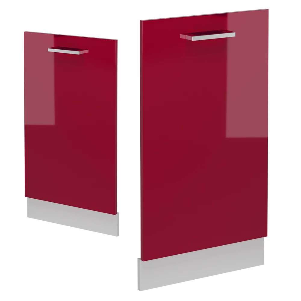 Façade en Rouge brillant sur fond blanc avec des éléments décoratifs