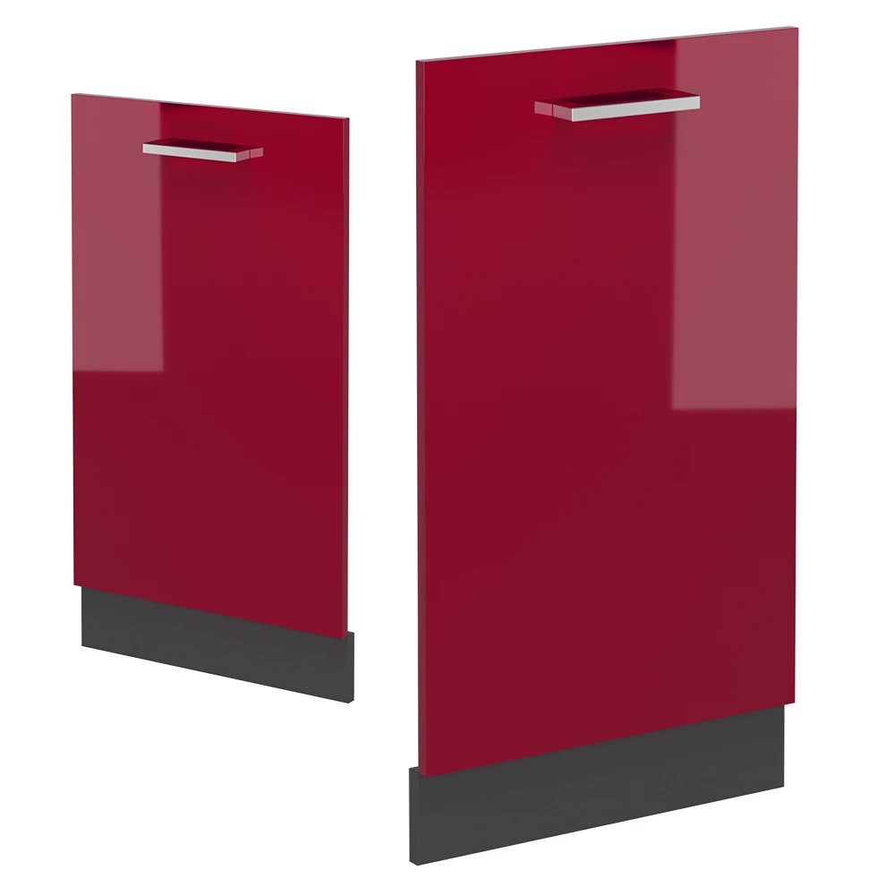 Façade en Rouge brillant sur fond blanc avec des éléments décoratifs