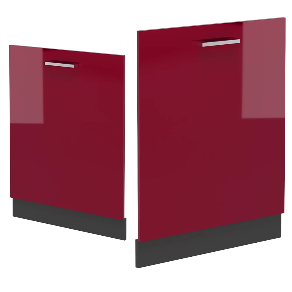 Façade en Rouge brillant sur fond blanc avec des éléments décoratifs
