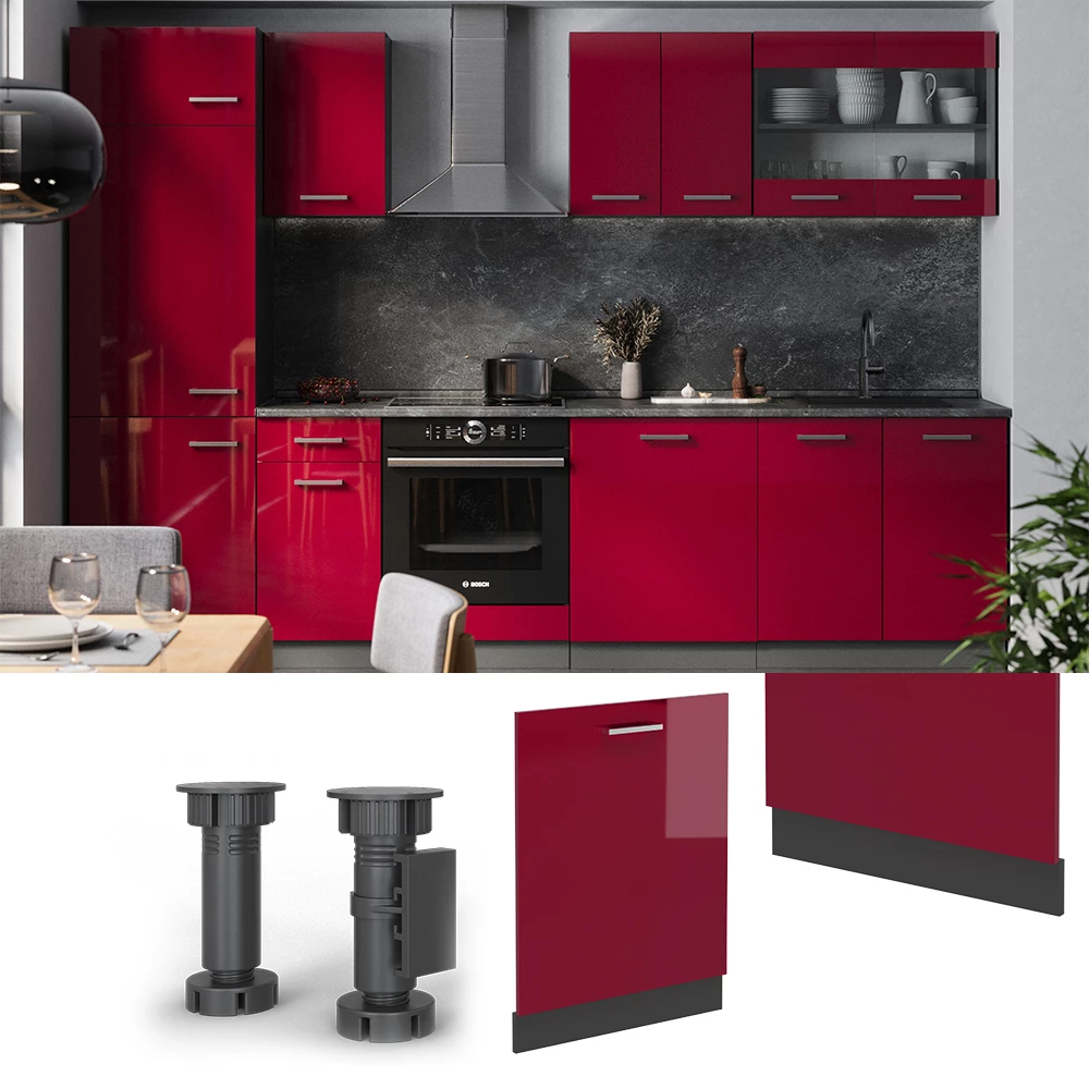 Vicco Geschirrspülblende Bordeaux Hochglanz 60 cm ohne Arbeitsplatte, R-Line