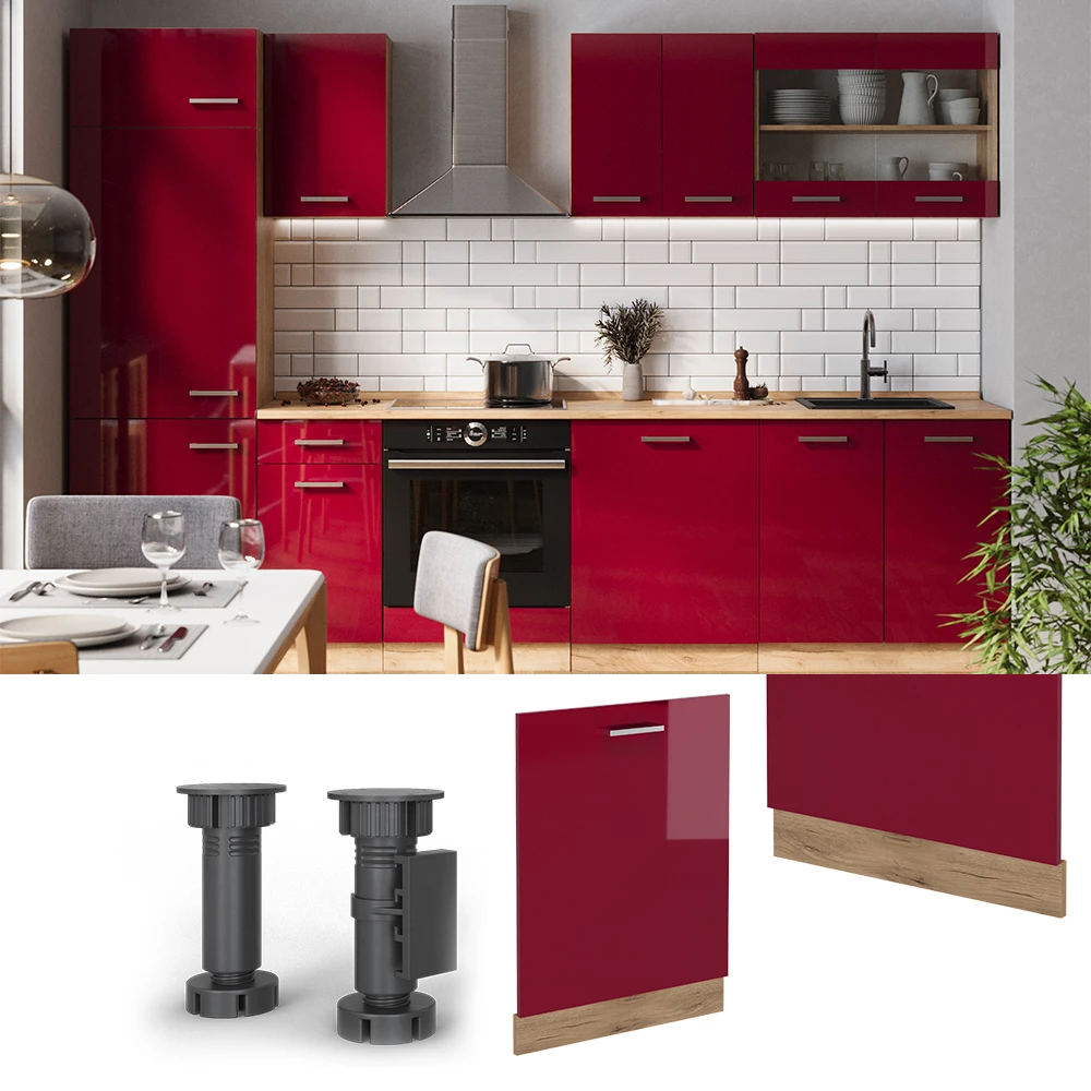 Vicco Geschirrspülblende Bordeaux Hochglanz 60 cm ohne Arbeitsplatte, R-Line
