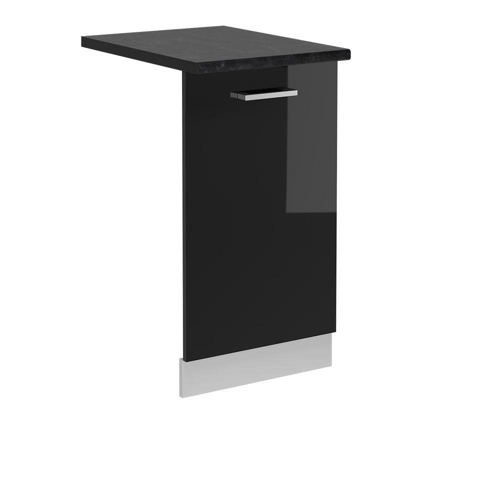 Façade de lave-vaisselle en Noir Haute brillance sur fond blanc