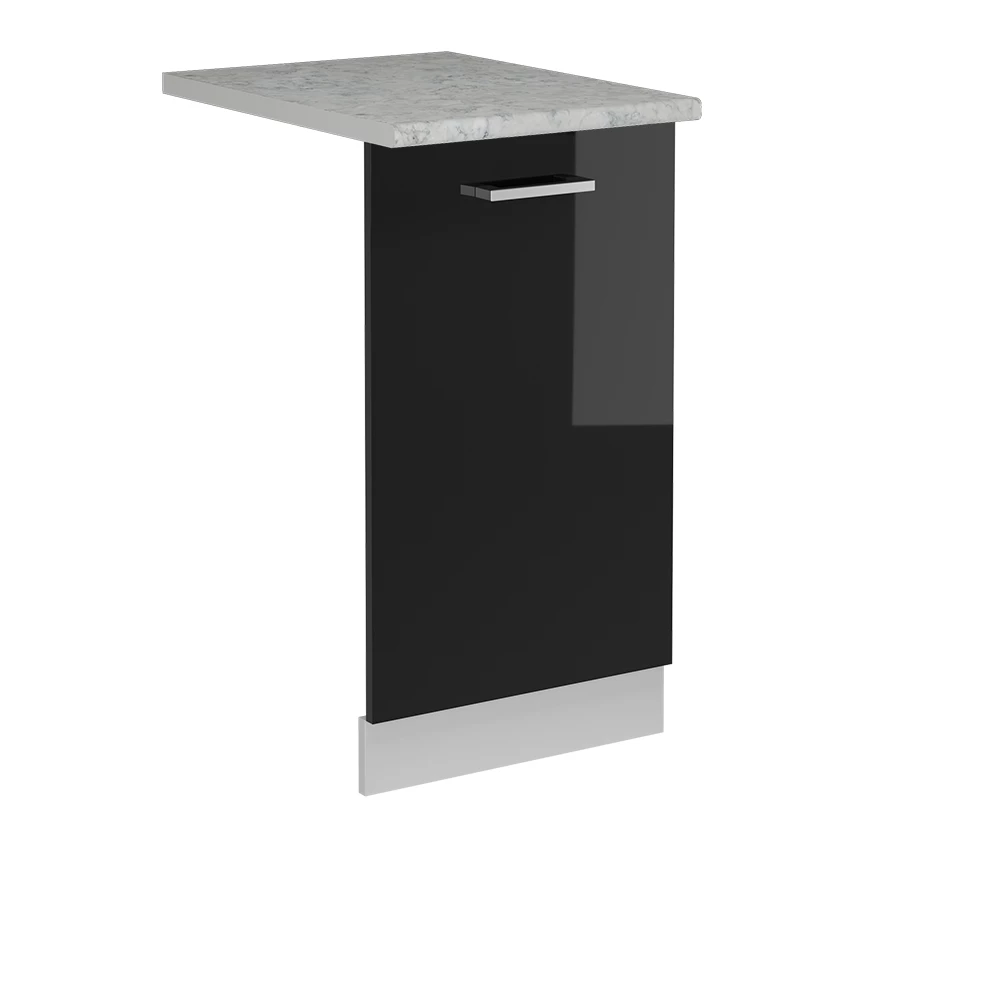 Façade de lave-vaisselle en Noir Haute brillance sur fond blanc