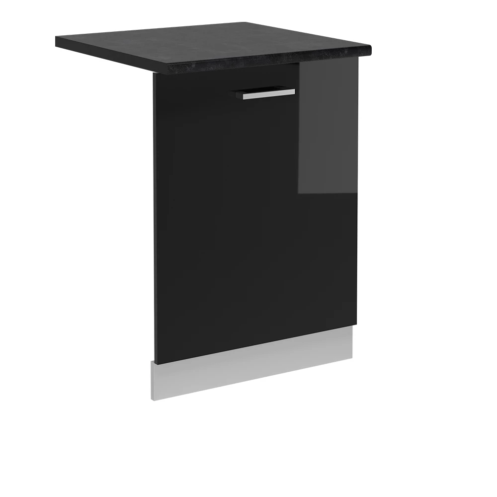 Façade de lave-vaisselle en Noir Haute brillance sur fond blanc