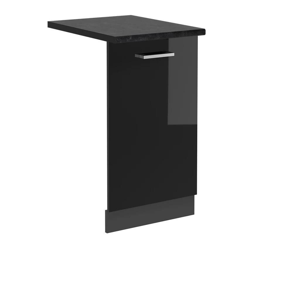 Façade de lave-vaisselle en Noir Haute brillance sur fond blanc