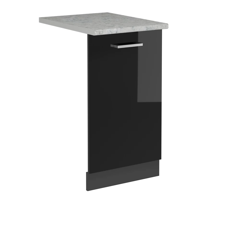 Façade de lave-vaisselle en Noir Haute brillance sur fond blanc