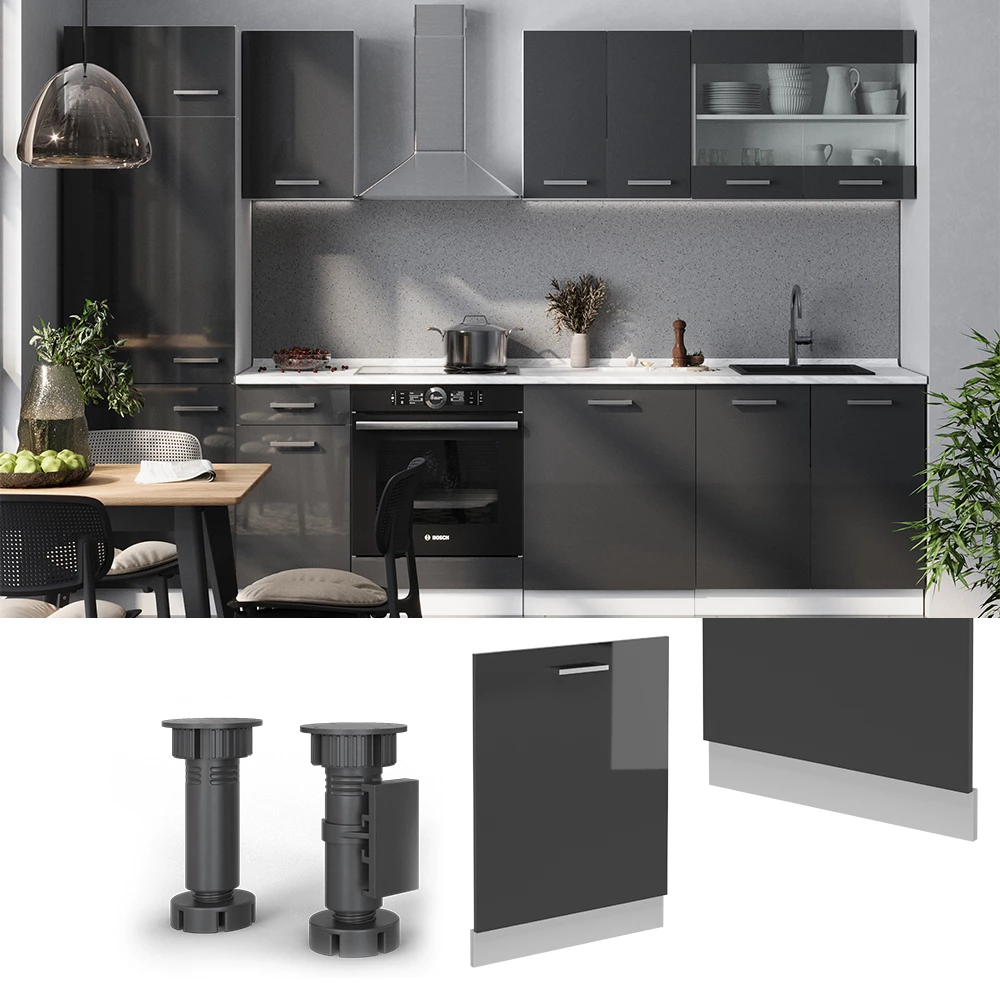 Vicco Panneau de lave-vaisselle Anthracite Haute brillance 60cm sans PT, R-Line