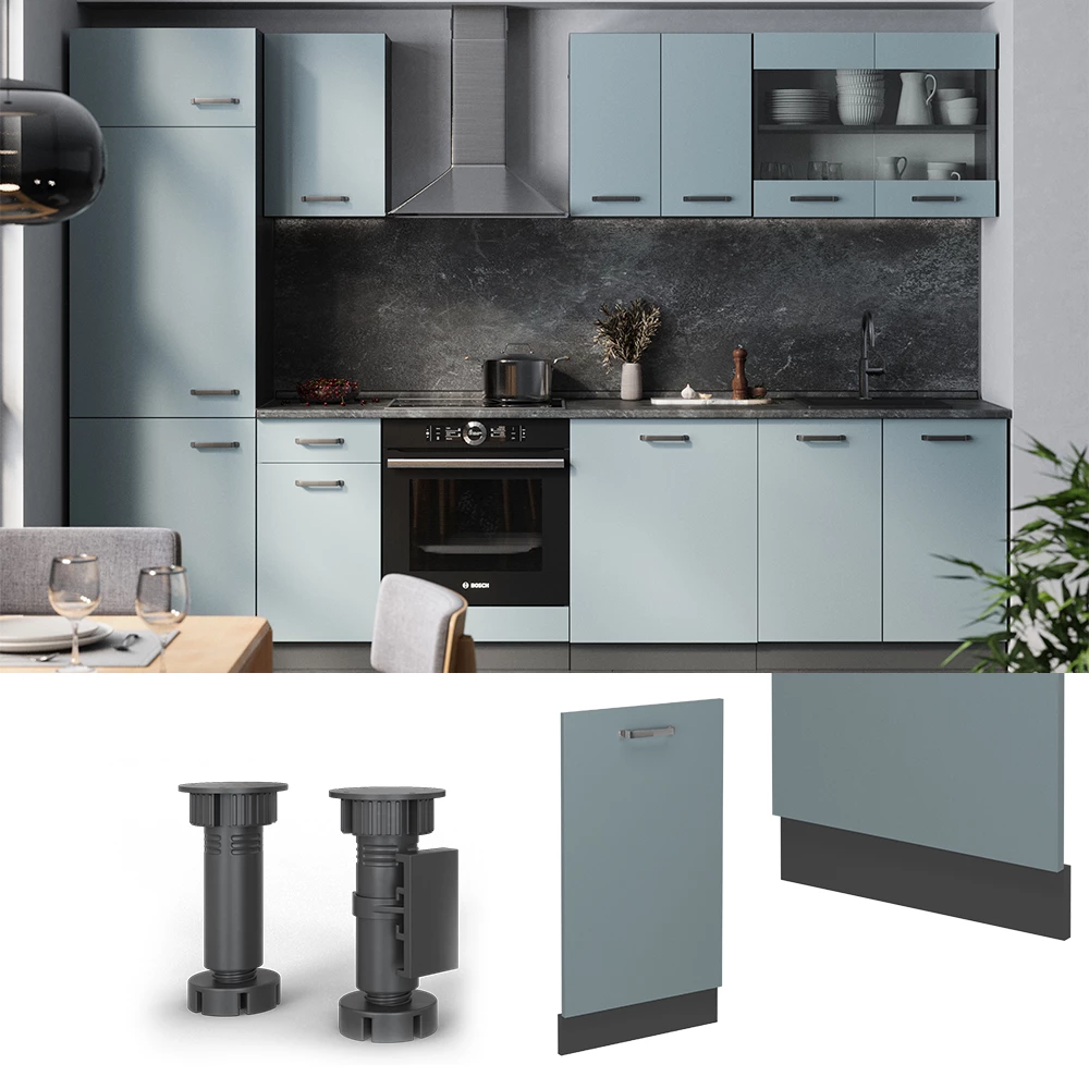 Vicco Geschirrspülblende Blau-Grau 45 cm ohne Arbeitsplatte, R-Line