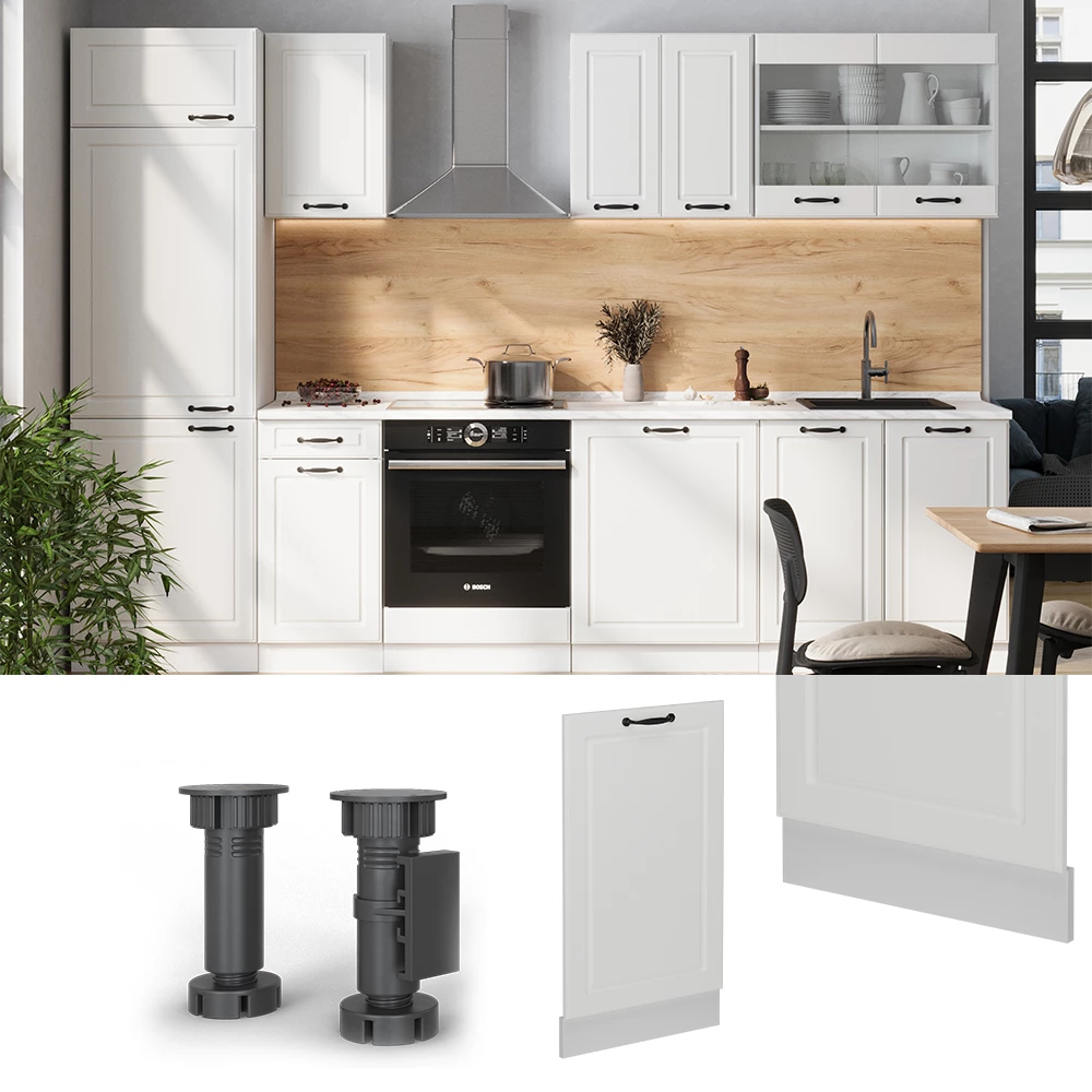 Vicco Façade de lave-vaisselle "R-Line", Blanc campagne, 45cm sans PT