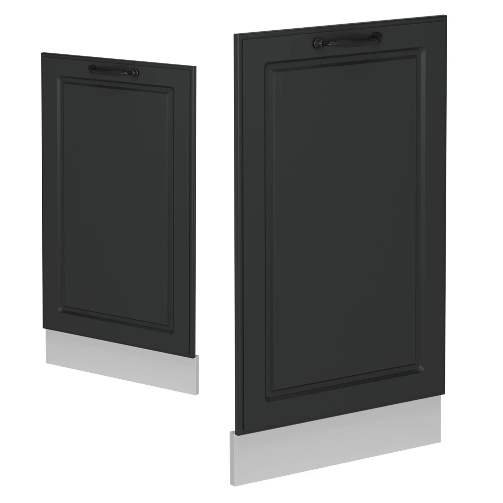 Façade de lave-vaisselle en Anthracite campagne sur fond blanc avec des éléments décoratifs