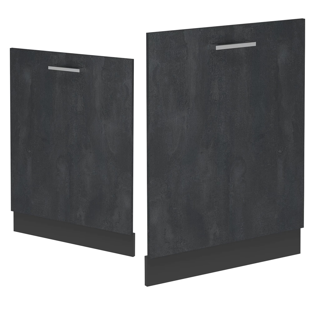Façade de lave-vaisselle en Béton noir sur fond blanc avec des éléments décoratifs