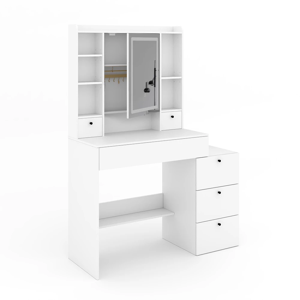 Vicco Schminktisch Weiß 105.5 cm mit LED-Spiegel, Livora