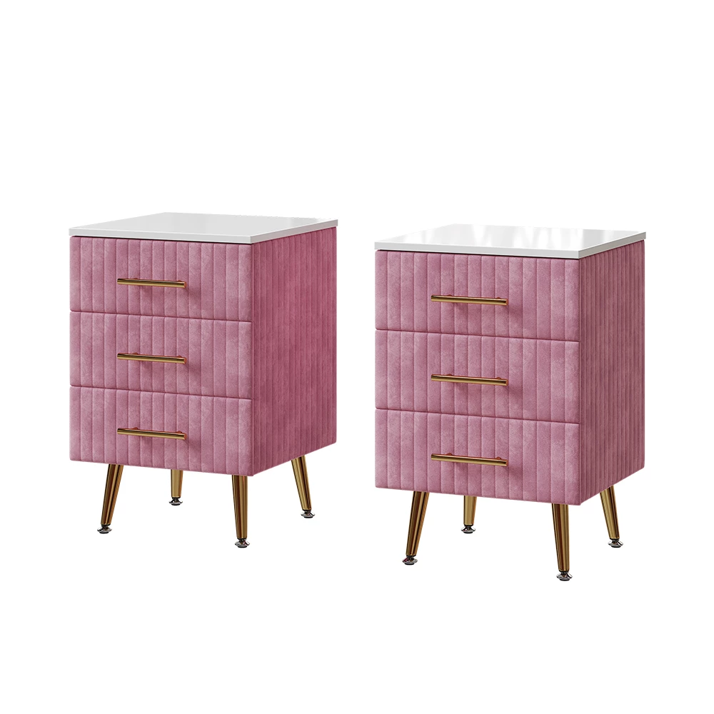 Vicco Nachtkastje Roze 41 x 62 cm Set van 2, Velia
