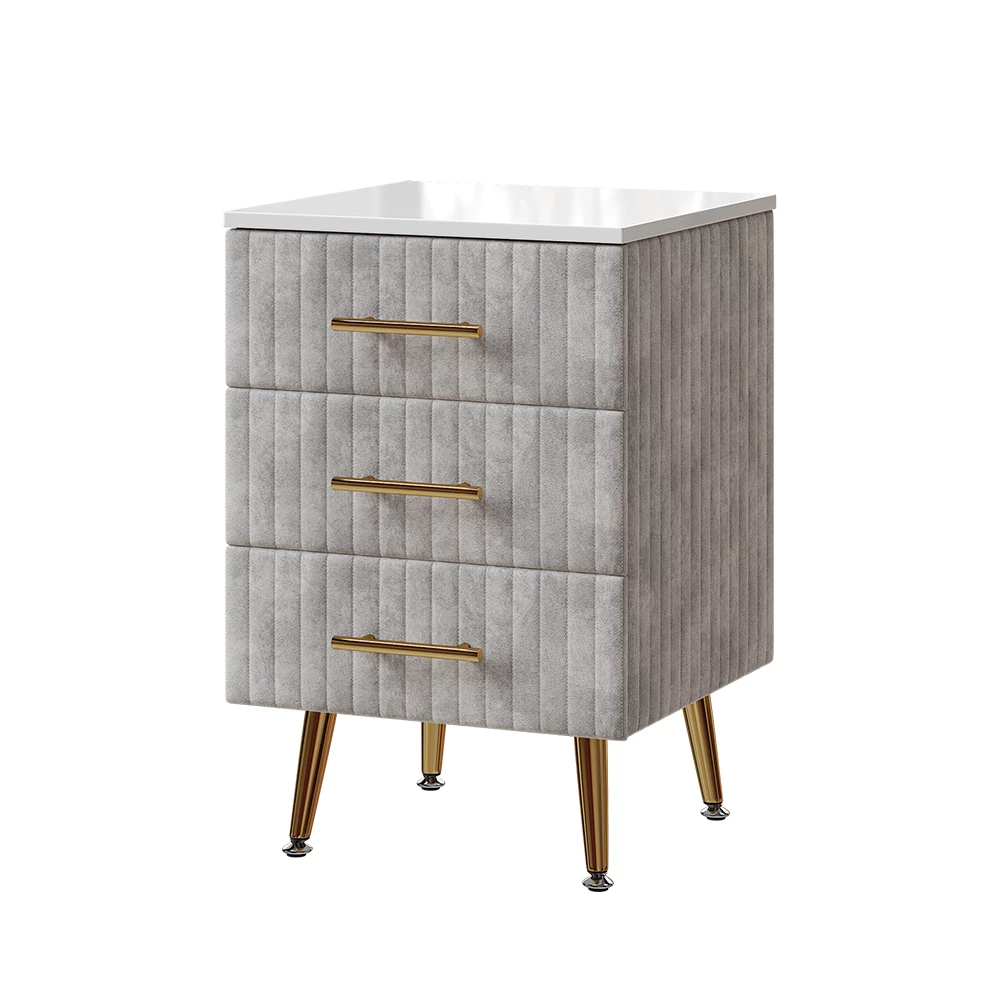 Vicco Nachtkastje Grijs 41 x 62 cm met 3 lades, Velia
