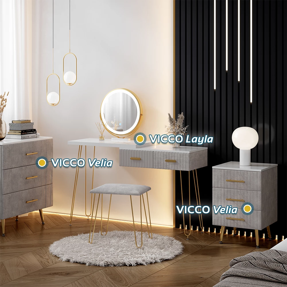 Kommode in Grau auf weißem Hintergrund