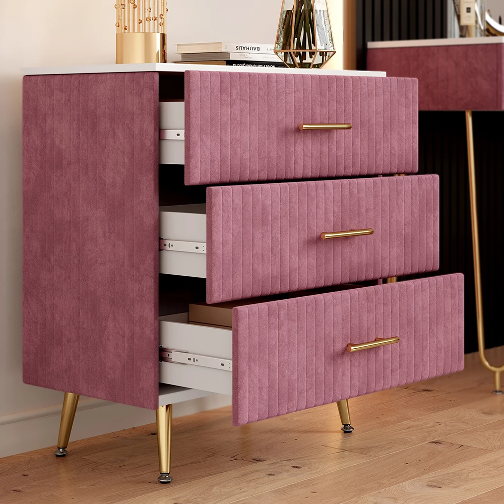 Vicco Ladekast Roze 70 x 78.5 cm met 3 laden, Velia
