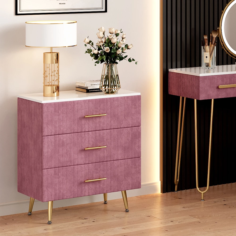 Vicco Byrå Rosa 70x78.5 cmmed 3 lådor, Velia