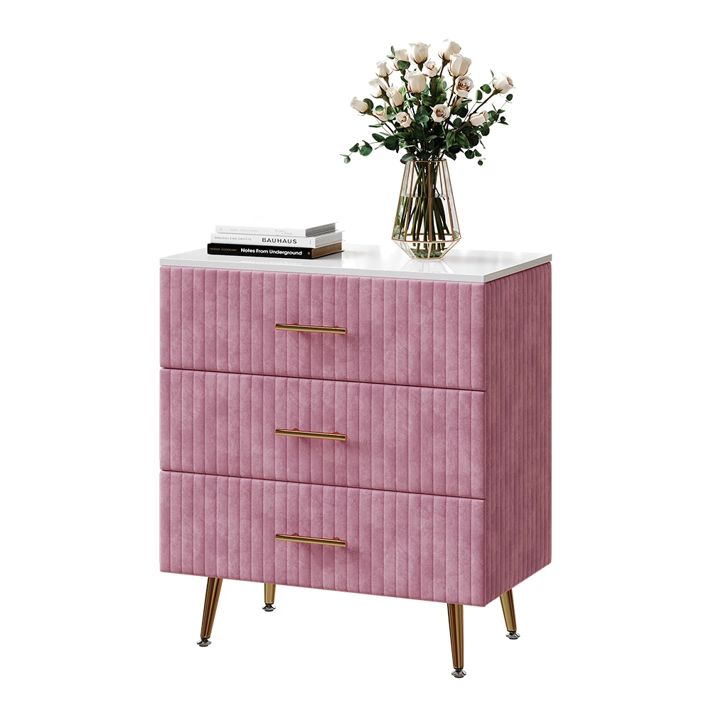 Vicco Ladekast Roze 70 x 78.5 cm met 3 laden, Velia