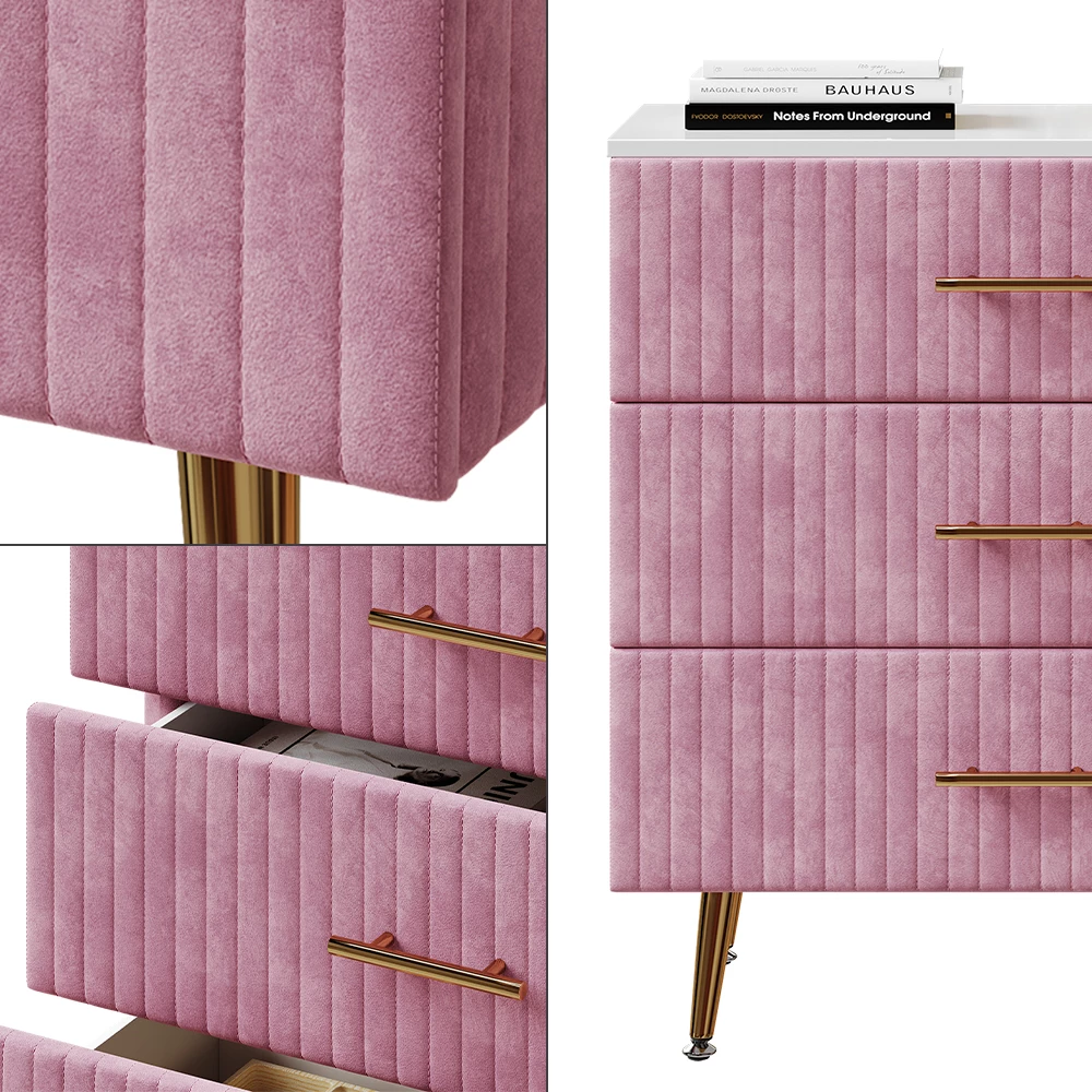Vicco Ladekast Roze 70 x 78.5 cm met 3 laden, Velia