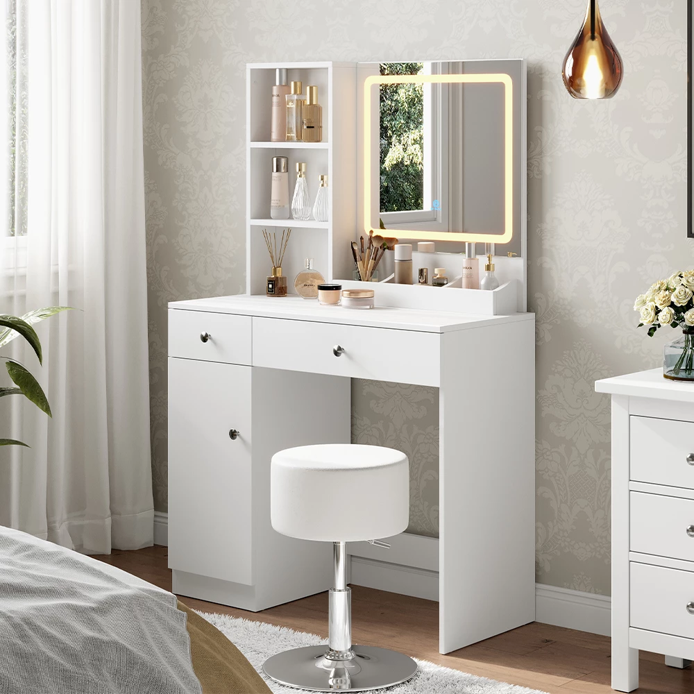 Vicco Toaletka Biały 90 cm z lustrem, Silvia