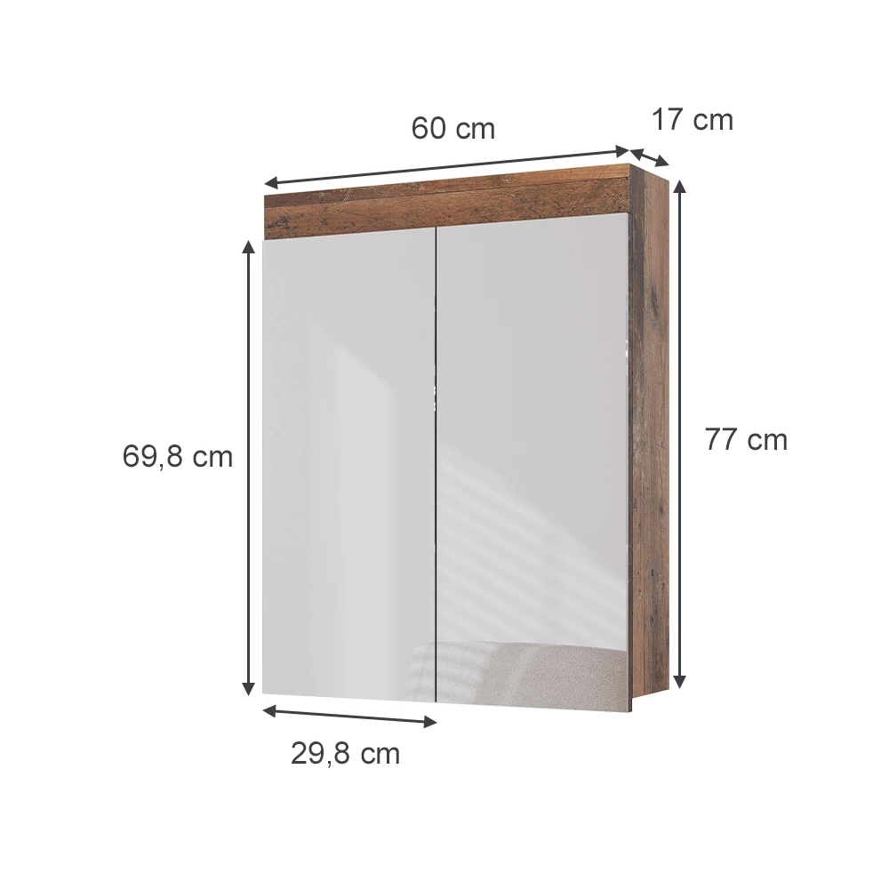 Vicco Badkamerspiegelkast Oldstyle 60 x 77 cm, Luna
