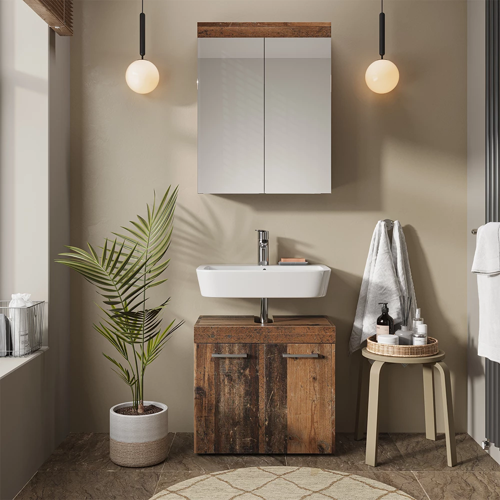 Vicco Badmöbel-Set Oldstyle 2 Teile, Luna