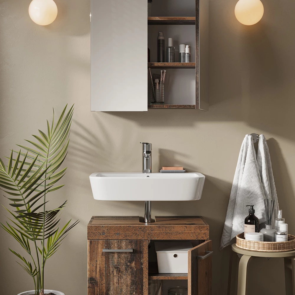 Vicco Badmöbel-Set Oldstyle 2 Teile, Luna