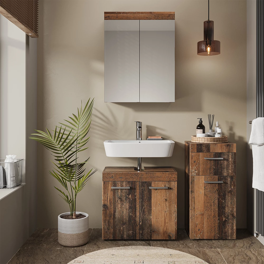 Vicco Badmöbel-Set Oldstyle 3 Teile, Luna